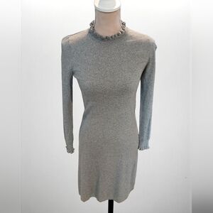 Boden Wool Blend Grey Ruffle Sweater Dress Sz 4 Old Money Classic Capsule